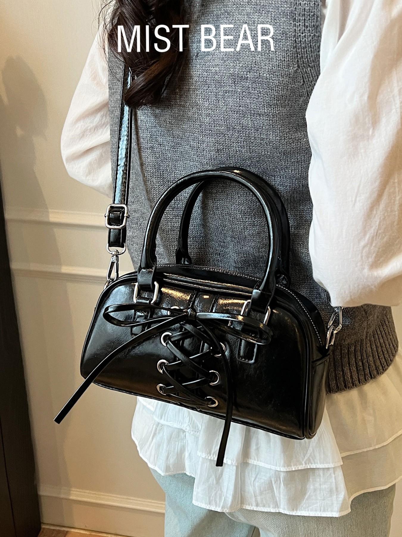 Women's PU Leather Crossbody Bag, Adjustable Strap, Zip Closure, Butterfly Knot Design, Ideal for Office, Work, Travel, Outdoor Activities