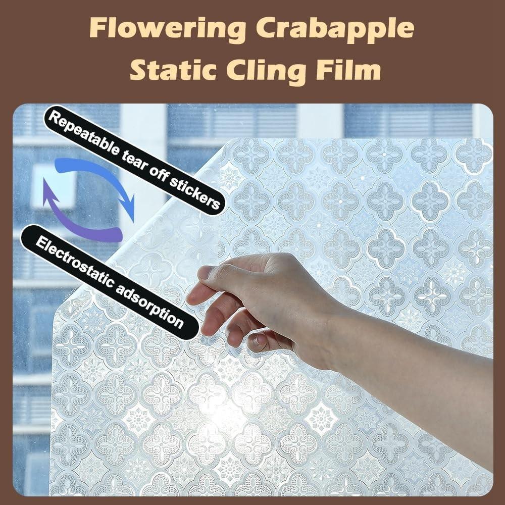 Window Privacy Film Roll, Privacy Film For Glass Windows, Static Adhesive Colorful Decorative Glass Sticker, Sun UV Protection, Heat Control, Bathroom, Front Door, Office Use