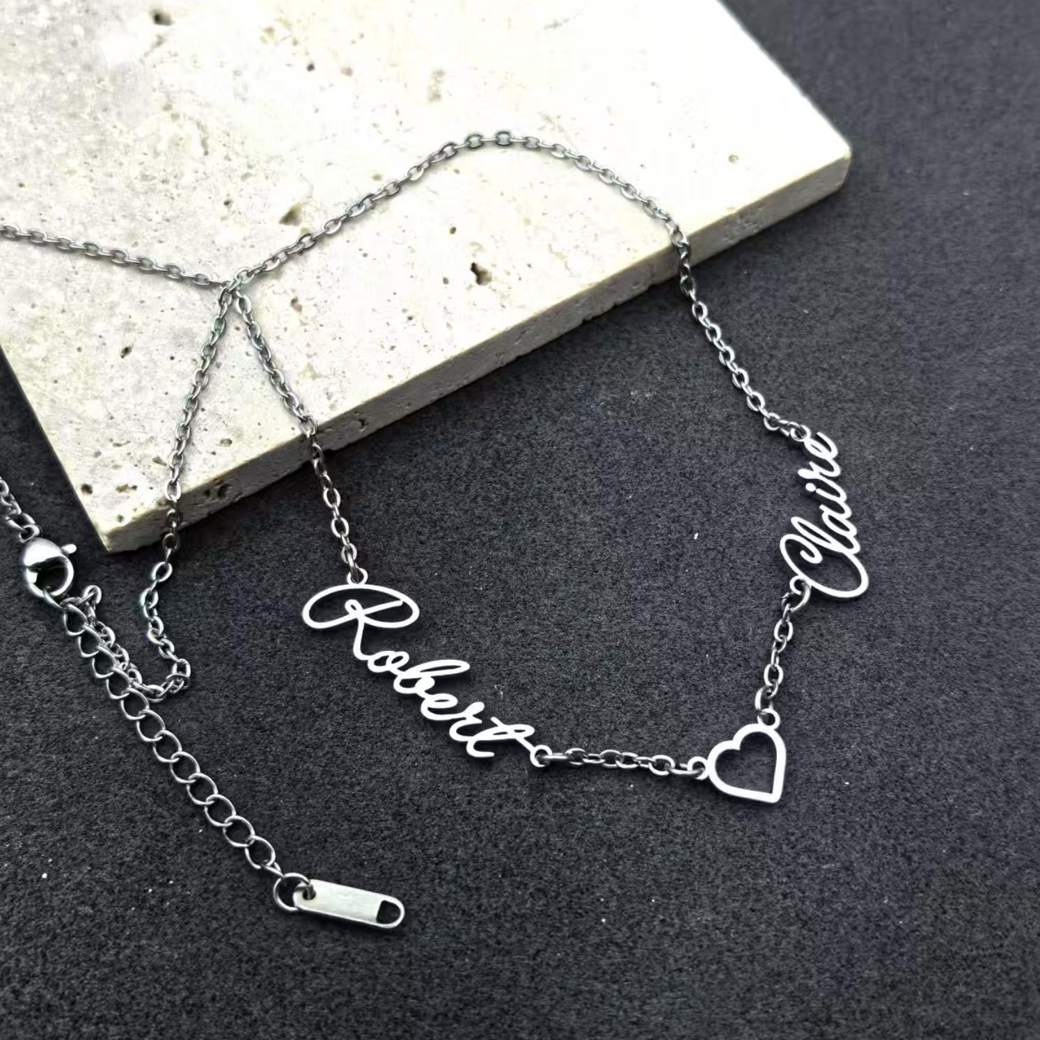 AS030 Personalized Custom Multiple Name Necklaces Stainless Steel Couple Name Necklaces Family Gifts For Mother's Day