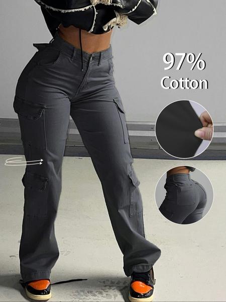 Women's Pocket Lapel Solid Color Utility Pants, Fashion Casual Workwear, Comfortable Daily Wear, Versatile All-Season Trousers