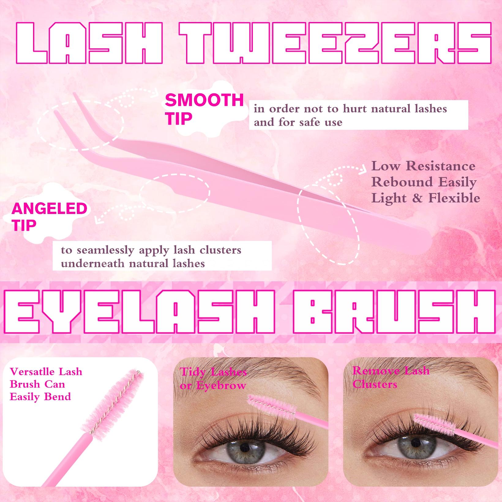 Lash Clusters Kit, Eyelash Clusters Lashes Natural, DIY Lash Extension Kit Self Adhesive False Eyelash,Eyelash Clusters Eyelash Bond Glue Remover Tweezers,False Eyelashes Kit, Eyelash Extensions Kit, Lashes Clusters Kit,30D 40D 60D 80D,D Curl Wide Band