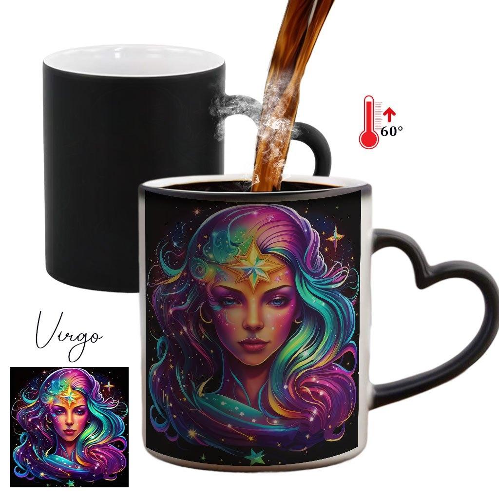 1pc Twelve Zodiac Signs Magic Color-Changing Mug with Heart-Shaped Handle & 12 Constellation Design - Temperature-Sensitive Cup, Coffee Mug, Coffee Mugs, Stylish Drinkware