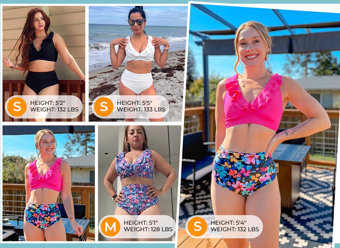 Tempt Me Women High Waisted Bikini Sets - Two Piece Tummy Control Swimsuits 2026 Ruffle Bathing Suit 2026