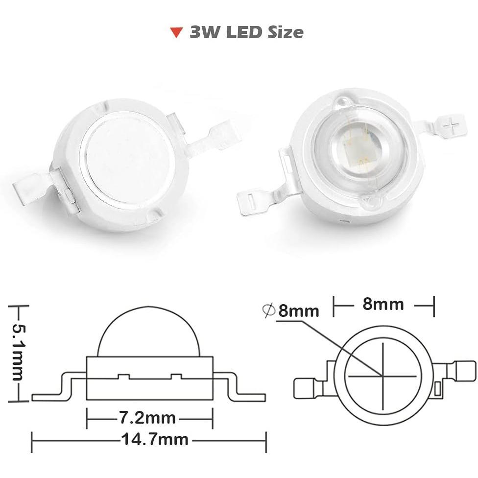 10-Count High-Power LED Chip Integrated Panel, 3W SMD COB Light Emitter Components with Bright Emission, Double Wire, 400mA-500mA, DC 3V-3.4V for DIY Home Improvement Lighting Accessories
