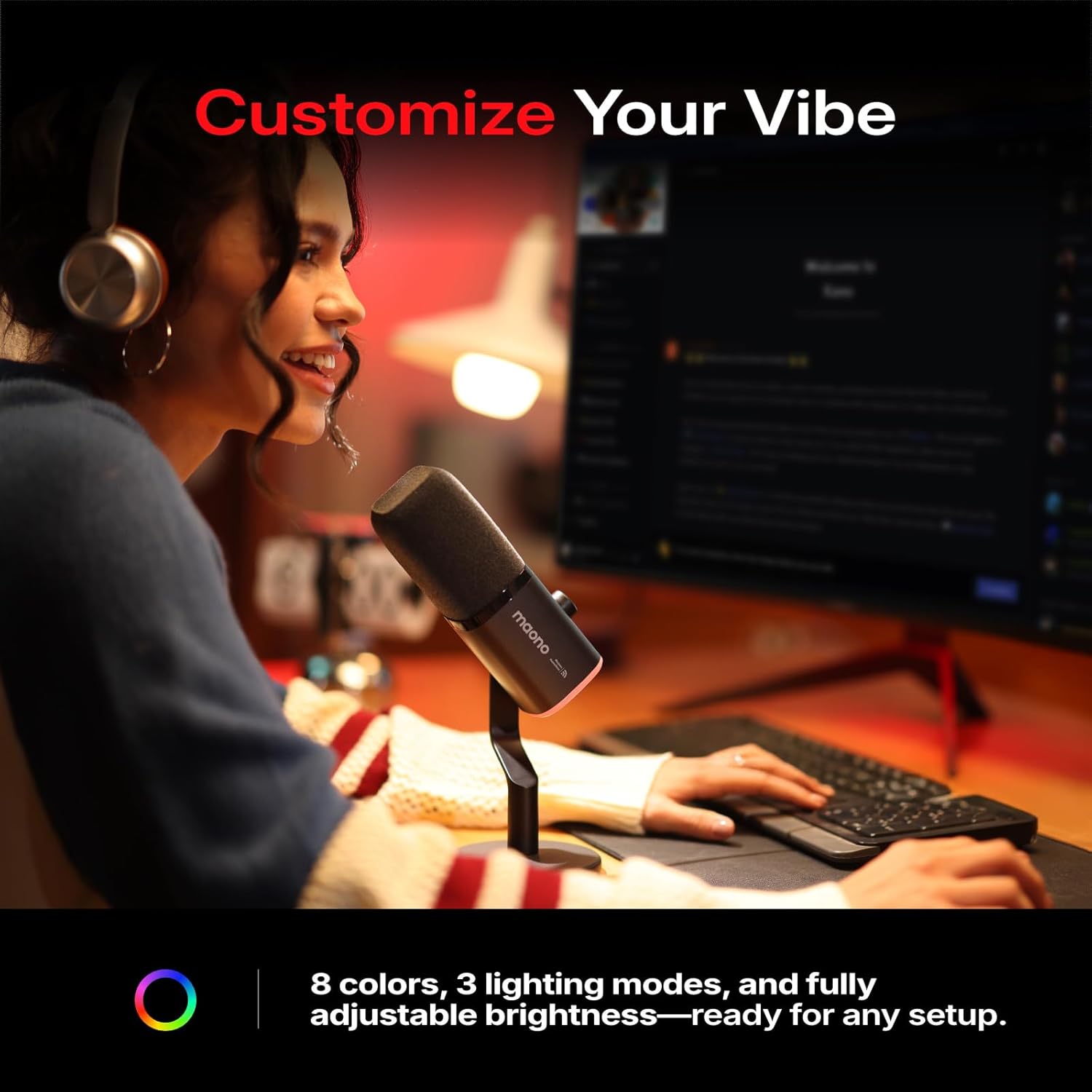 Wireless Gaming Microphone Dynamic USB Streaming Mic for PC Computer with 3 Level Noise Cancelling RGB Lighting Mute Button Software Wireless Gaming Microphone Dynamic USB Streaming Mic for PC Computer with 3 Level Noise Cancelling RGB Lighting Mute Button Software