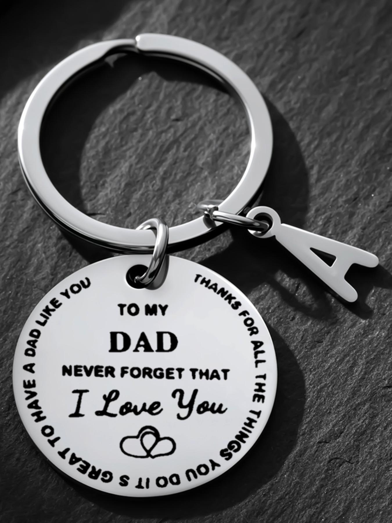 Engraved 'i Love You' Stainless Steel Keychain, Personalized Initial a Key Ring, Perfect Gift for Dad, Father's Day, Birthday, Christmas