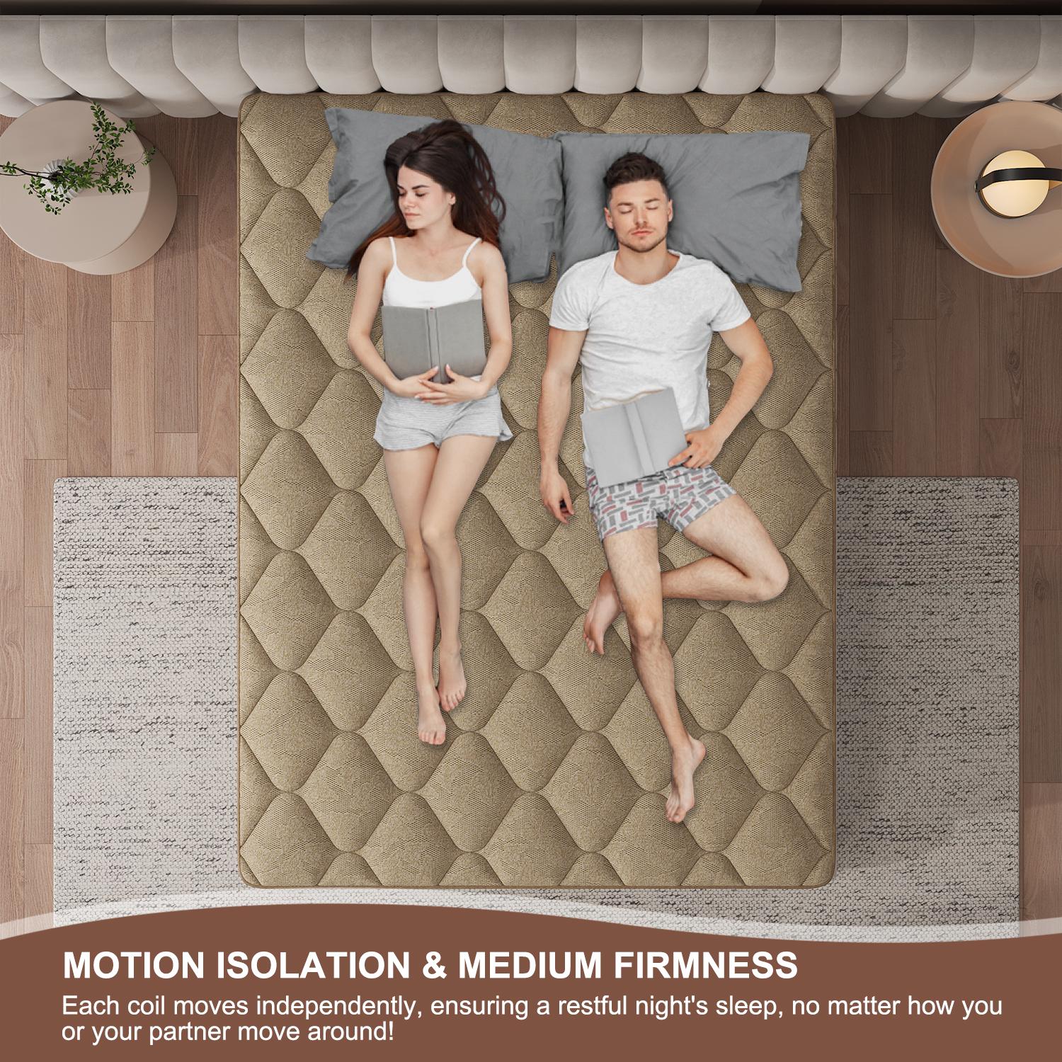 12"14" Twin Full Queen King Size Mattress in a Box Hybrid Spring Memory Foam, Medium Firm Ergonomic Mattress