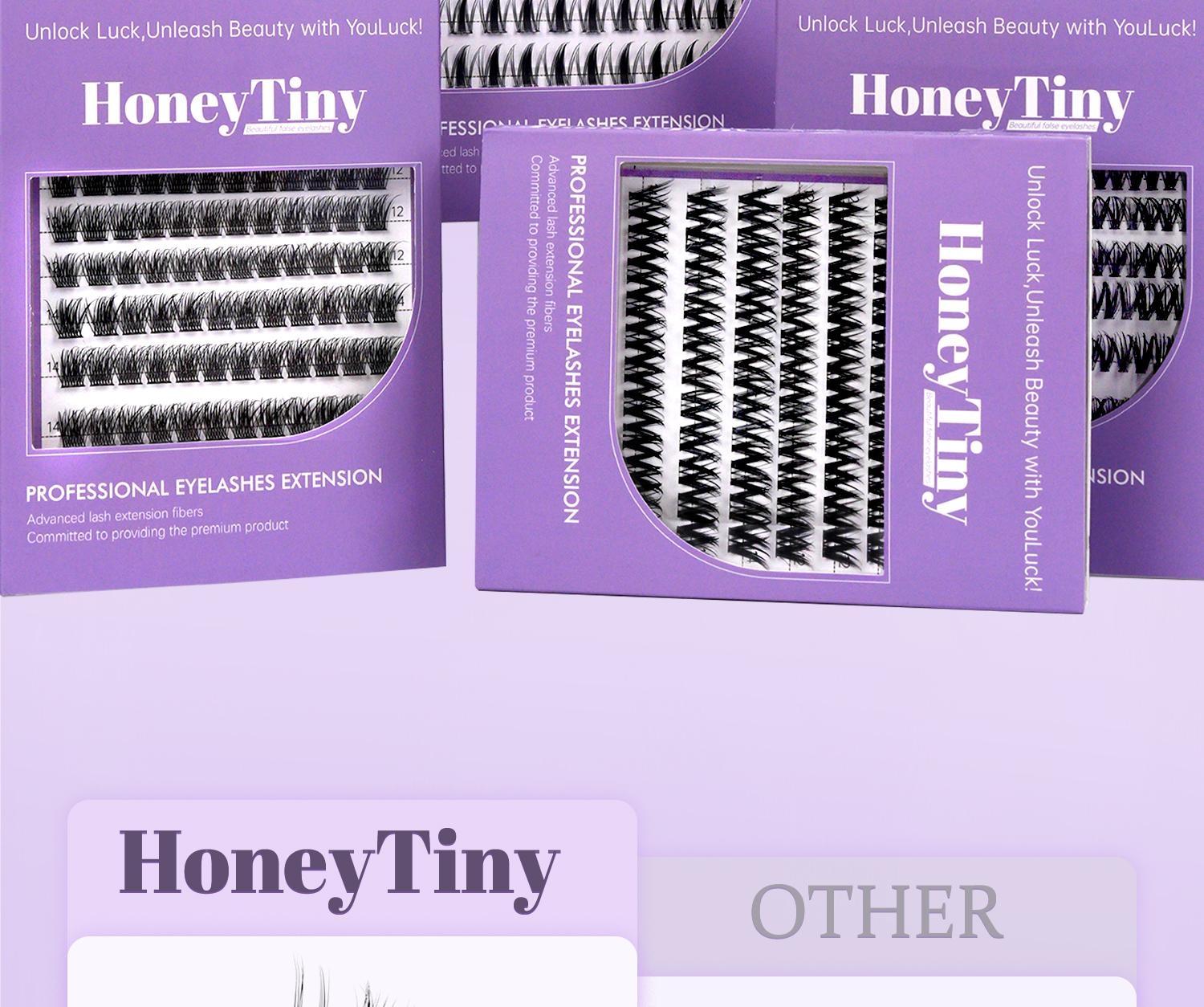 Honeytiny Cluster False Eyelashes, 4 Styles, No Glue Easy Removal, Sizes 10mm-16mm, Lightweight, Secure Fit, Self-Adhesive, Perfect Makeup