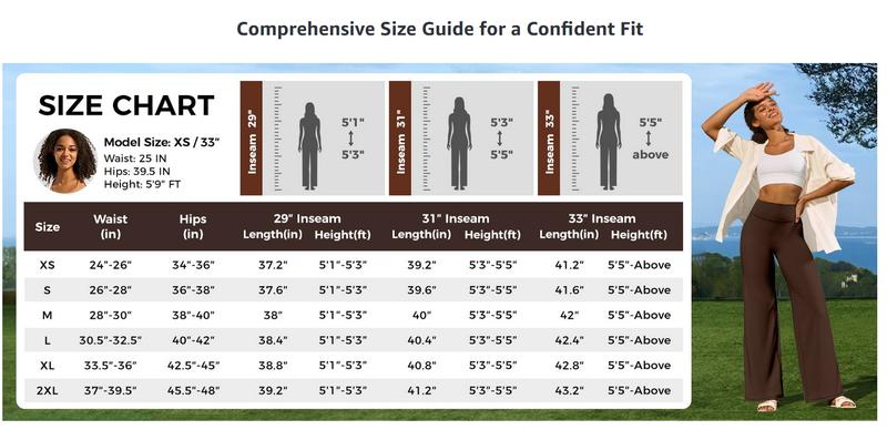 30" Inseam Loose-Fit Casual Straight Leg Yoga Pants for Women (Fits Heights 5'2"–5'4"), High-Waisted Stretchy Buttery Soft Athleisure Style Bottoms for Gym, Workouts and Yoga, No-Front-Seam Design