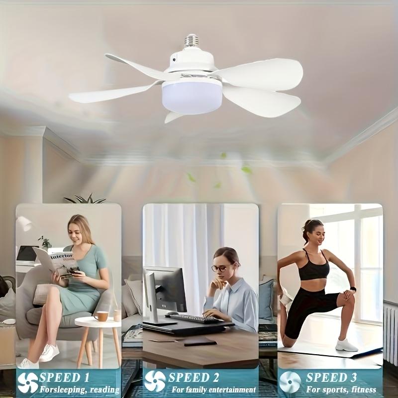E27 Socket Ceiling Fan Light Remote, Dimmable 3-Speed Quiet in Bedroom, Living Room, Kitchen, Garage and Dining Room-Suitable for all Seasons (1 Pcs)