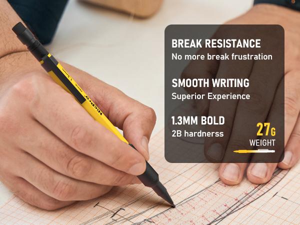 Nicpro 17 Pack Construction Pencil Set, Mechanical Carpenter Pencils with 57 Refills, Automatic Center Punch and Carbide Scribe Woodworking Tool, Heavy Duty Construction Pencils for Carpenters, Architect