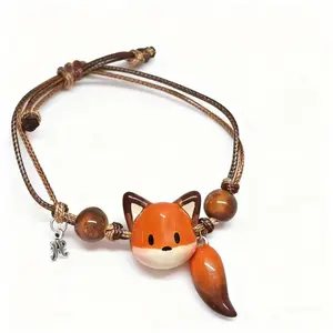 Cute Fox Bracelet DIY Creative Versatile Unique Design High Aesthetic Handwoven Rope Jewelry Gift, Elegant Style