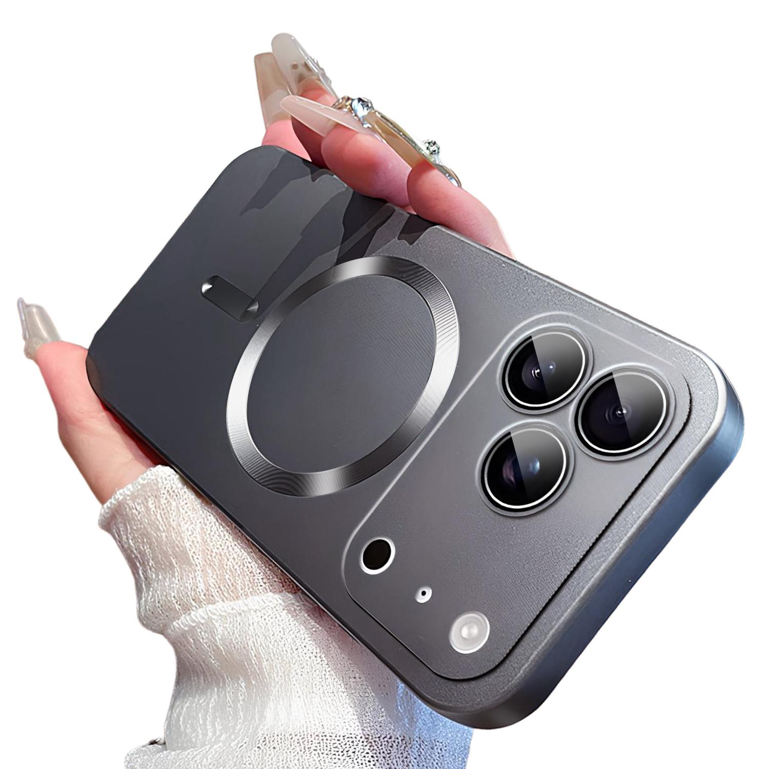 Magnetic for iPhone 17 Pro Max 16 15 14 13 Case Compatible with MagSafe Built-in Camera Lens Protector Slim Soft Silicone Bumper Shockproof Metallic Luster Phone Case