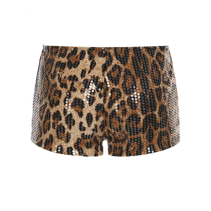 Women's Leopard Print Sequins Low Waist Shorts Y2K Street Fashion Sexy Party Festival Shorts Spring Summer Women's Clothing Womenswear Bottoms
