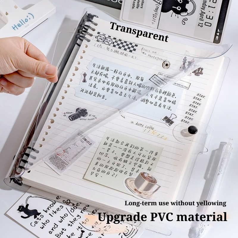 B5 size learning notebook with PVC transparent cover, ring-bound design supports layered notes and mind maps, perfect for structured focused learning, comes with B5 160 pages and B5 blank 160 pages, suitable for school homework, class notes and work logs,