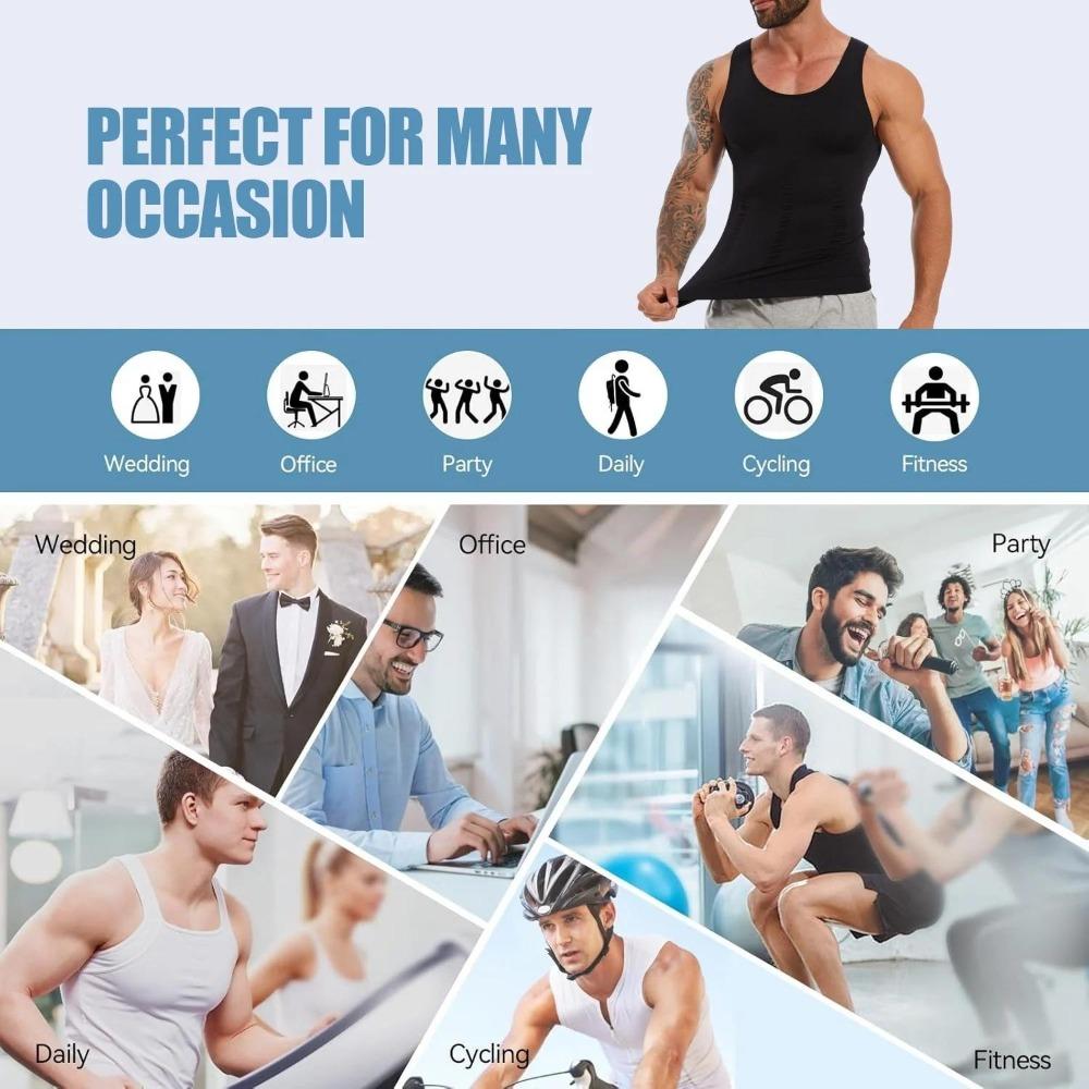 Mens Compression Shapewear Sleeveless Tummy Control Gym Fitness Soft Body Shaper Breathable Tank Top