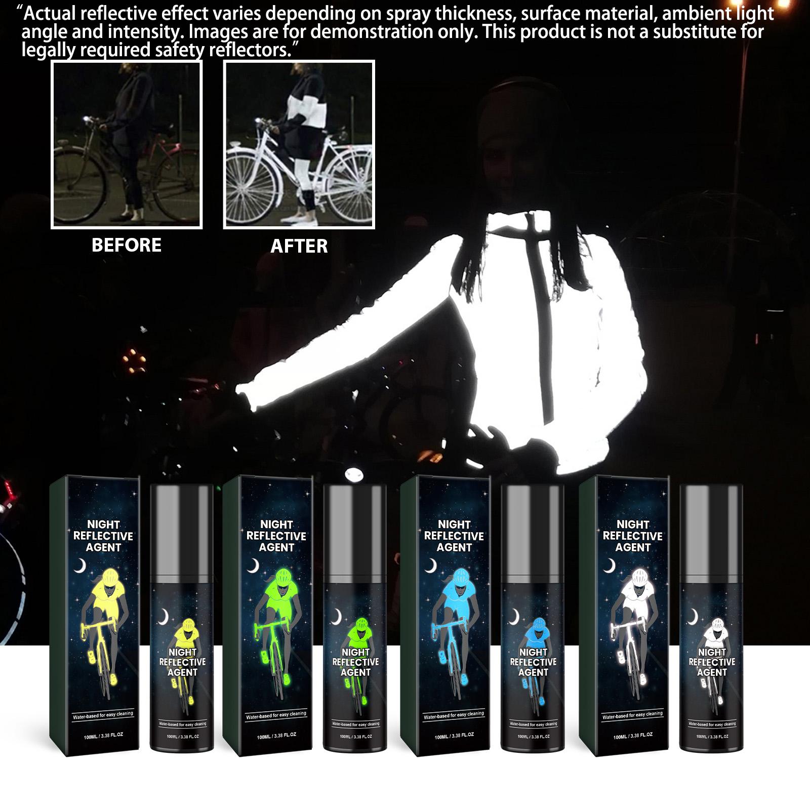 Night Reflective Spray Bottle - Environmental Fluorescent Glow-In-Dark Coating for Bicycle Gear, Car Exterior Accessories; Clean First Before Application