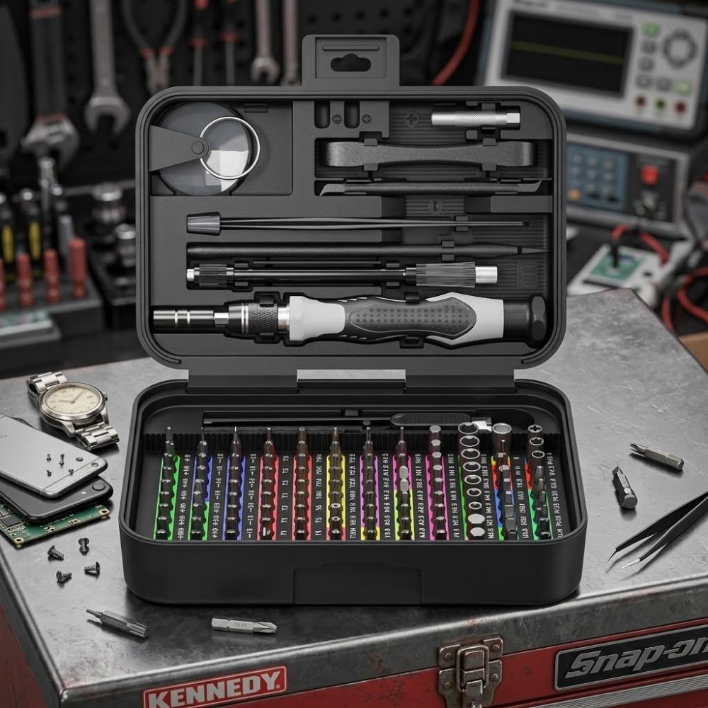 132-in-1 Precision Screwdriver Set with 108 Magnetic Color-Coded Bits | Repair Kit for Phone, Laptop, Electronics | Portable Case, Anti-Slip Handle | Multi-Purpose Tool for Technicians & DIY