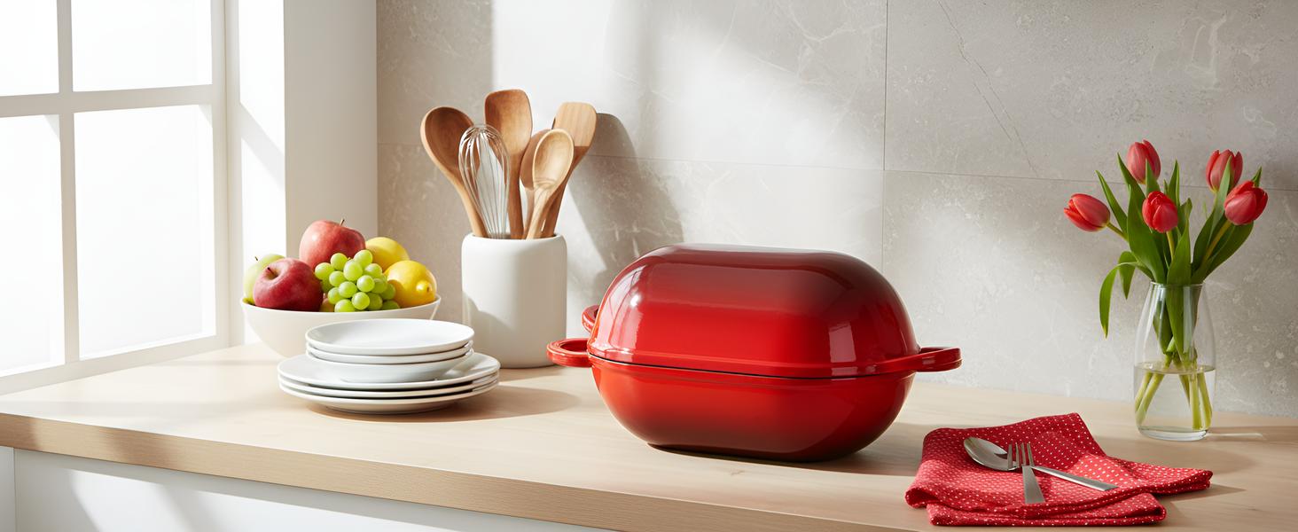 2.5qt Enameled Cast Iron Dutch Oven for Bread Baking, Oven Safe Dutch Oven Pot with Lid, Non-Stick Bread Oven Pot