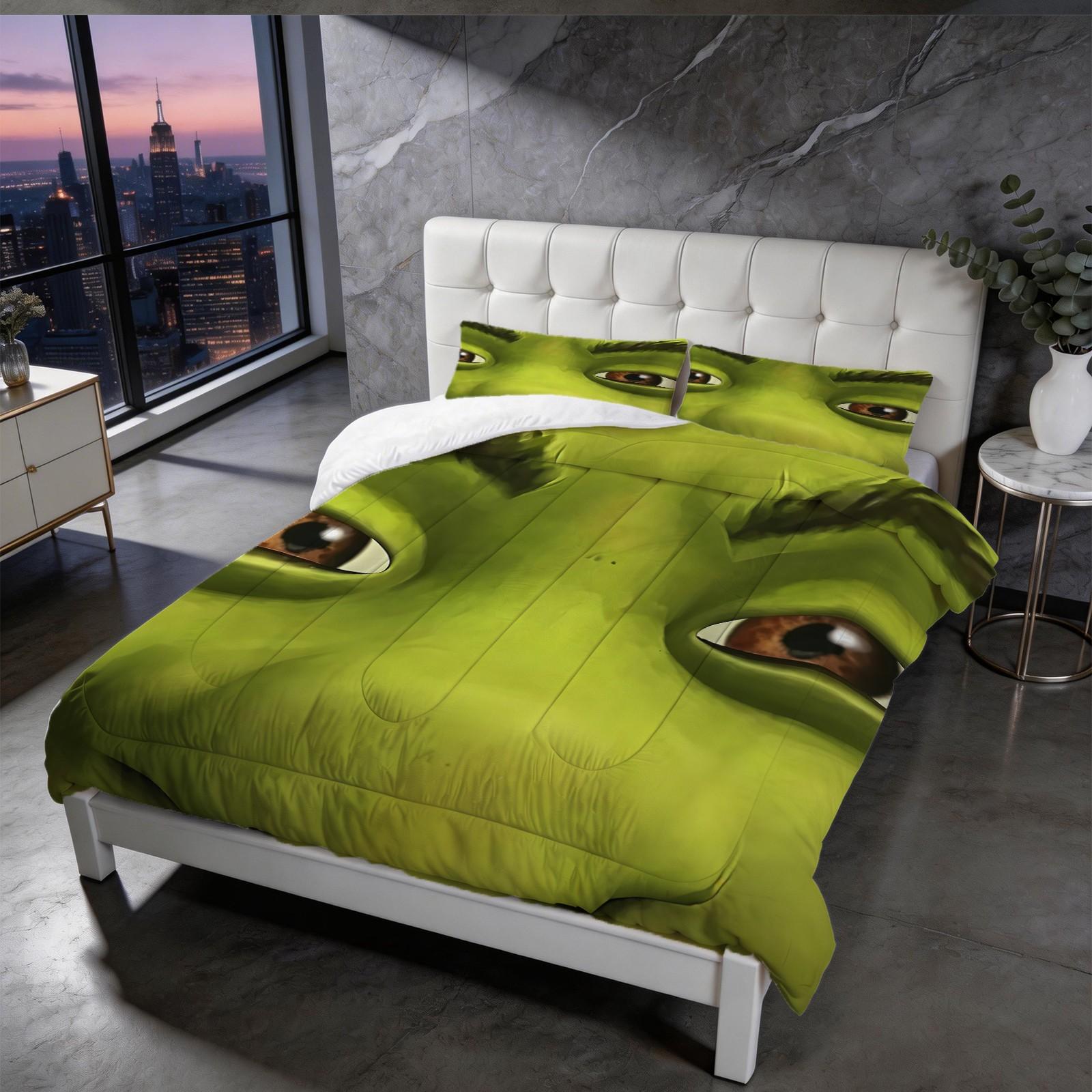 Shrek Pattern Comforter Set, Soft And Durable Bedding Set, Includes 1 Comforter And 1 Or 2 Pillowcases, Daily Holiday Birthday Gift Bedroom Decorations For Kids And Adults