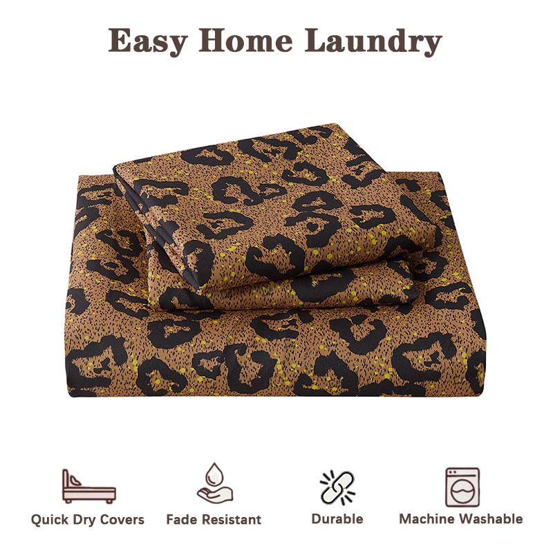 Extra Large Leopard Print Bedding Set, 3-Piece Polyester Comforter and Pillowcases, Modern Style Bedding for All Seasons
