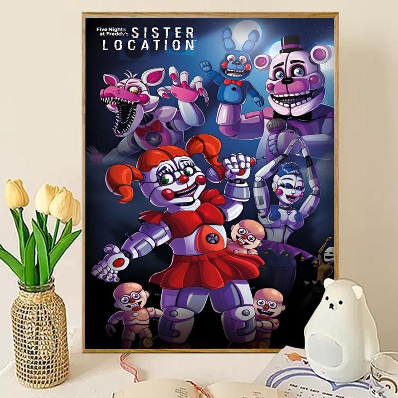 Five N-nights at Freddy's Poster Sticky Wall Art Printing Waterproof Modern Aesthetic Home Living Bedroom Decor Trendy Room Decoration Gift Durable High Quality