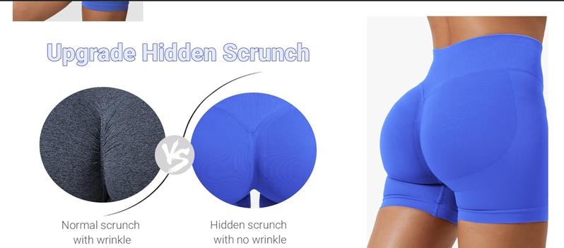 Seamless Shorts for Women, Invisable Scrunch Butt Lifting Gym Seamless Booty Biker Shorts, Breathable Comfortable High Stretch Skinny Shorts, Gym Shorts, Ladies Sportswear for Indoor Outdoor Wear