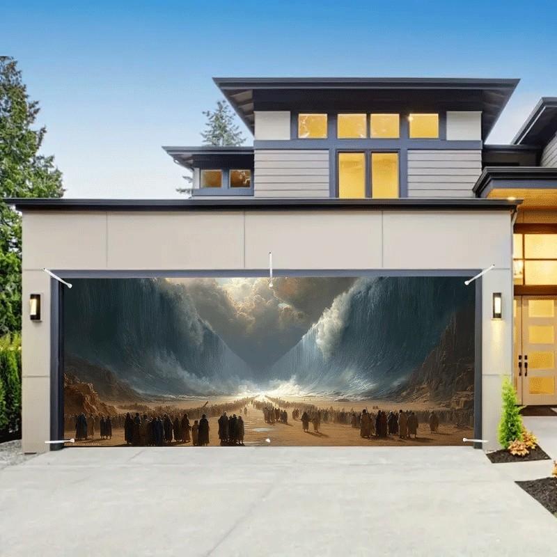 Modern Home Decor Garage Door Curtain, Creative Personal Design, Privacy Protection, Durable, Essential Home Accessory