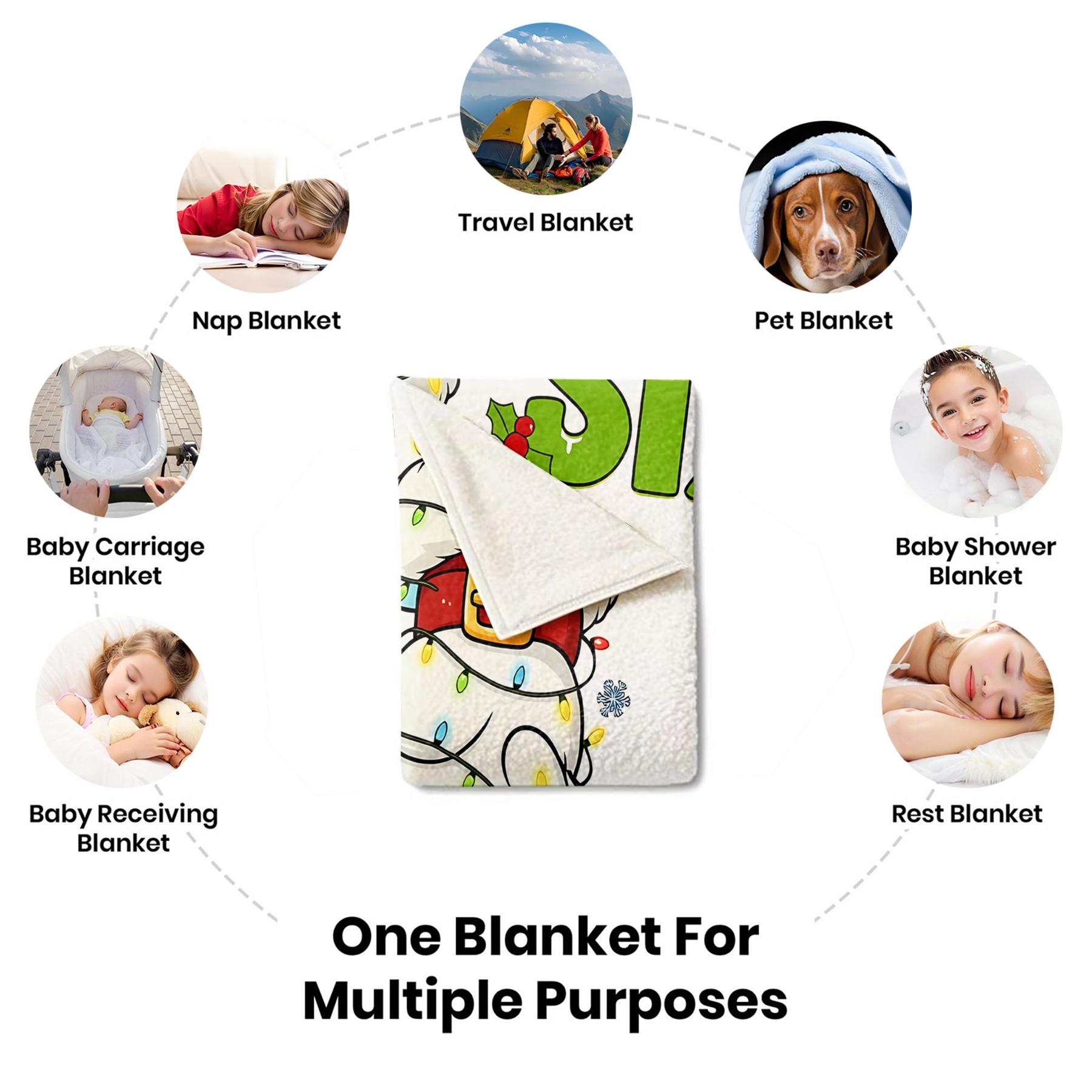 Christmas Cheer Flannel Blanket, Festive Holiday Throw Blanket with Colorful Grinch Hand and Bold 'SEVEN' and 'SIX' Text, Cozy Warm Cover for Home, Perfect Gift for Holiday Celebrations and Winter Naps