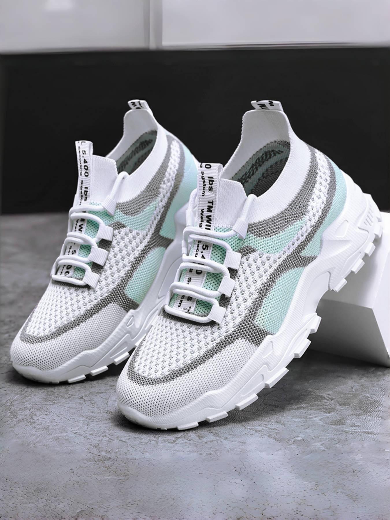 Women's Lightweight Knit Slip-On Walking Shoes, Breathable Mesh Comfort, Anti-Slip Shock Absorbent Sole, All-Season Casual Footwear