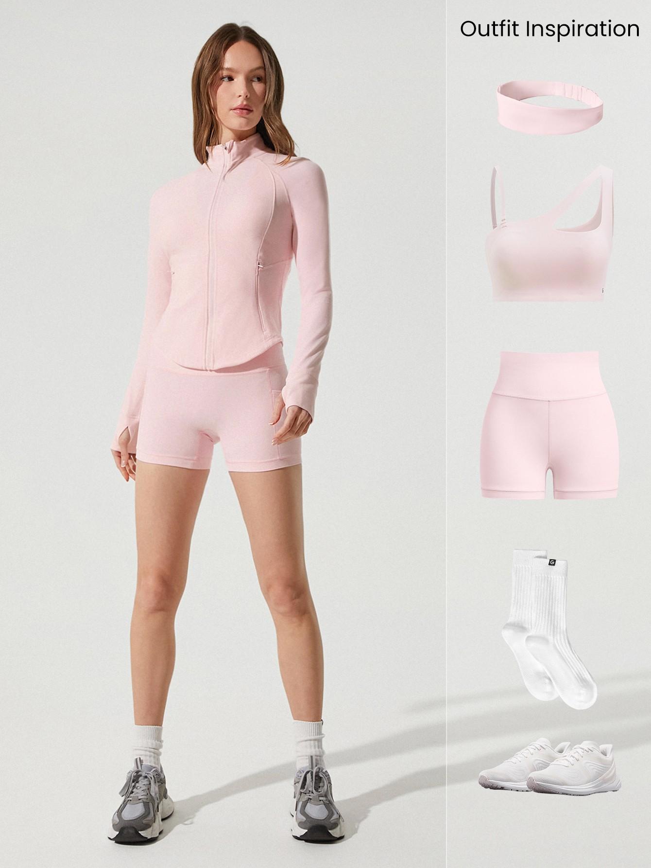 GLOWMODE Hourglass BBL Curved Hem Jacket & 4.3" Shorts & 24“ Crossover Leggings Set TikTokShopBlackFriday