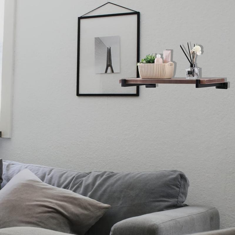 1PC  Floating Shelf Brackets, Heavy-Duty Industrial Shelf Brackets, Black Metal Shelf Brackets, Wall Mounted Brackets, Multi-Functional Shelf Accessories