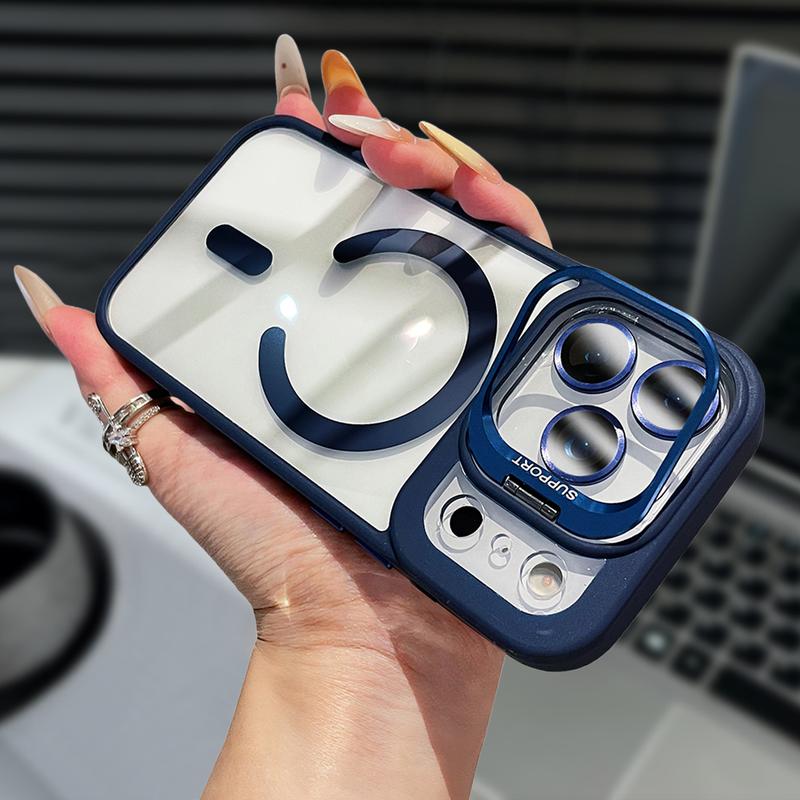Shockproof Mag Safe Case For iPhone 17 Pro Max 16 15 14 13 12 11 Military Grade Drop Built-in Lens Kickstand Slim Protective Shockproof Transparent with Wireless Charging Phone Case Camera Lens Protector