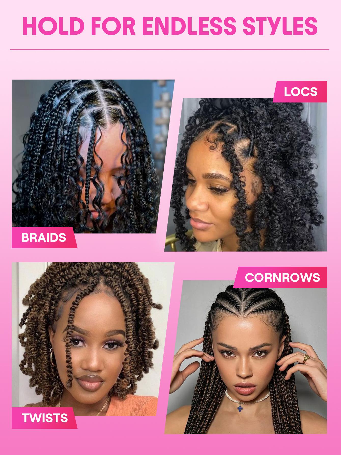 SHEGLAM HAIR Locked in Strong Hold Twist & Braid Gel,Wax Strong Hold Non-Greasy Hair Styling Gel,No Flake No Whitening & Water Resist Ant,Yummy Cranberry Scent,Enriched With Castor Oil,Coconut Oil And Shea Butter-Effortlessbeauty-Hairhack- Coachella