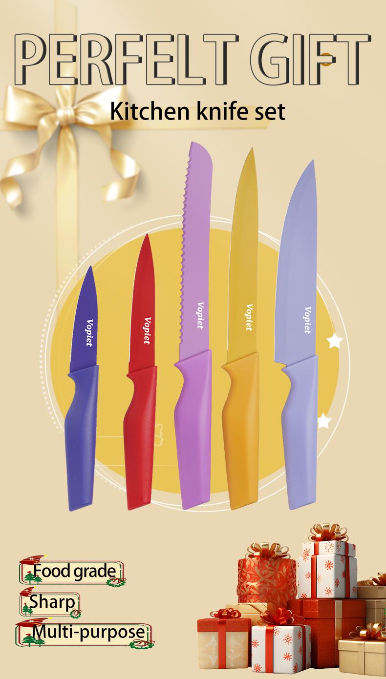 5 Pieces, Kitchen Knife Set, Meat Cleaver, Chef's Knife, Bread Knife, Fruit Knife, ANew Year's Gift Cooking Utensils Cutting Modern Block Home