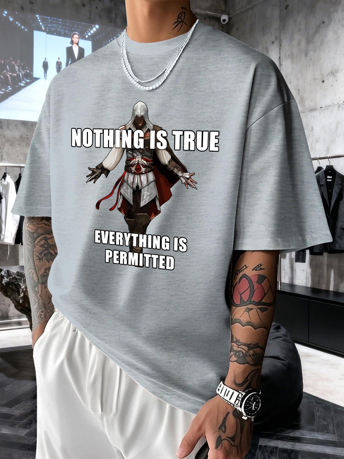 Assassin's Creed Altair Graphic Men's T-Shirt, Trendy Streetwear Short Sleeve Top, Comfortable Round Neck, Spring Summer Casual Wear