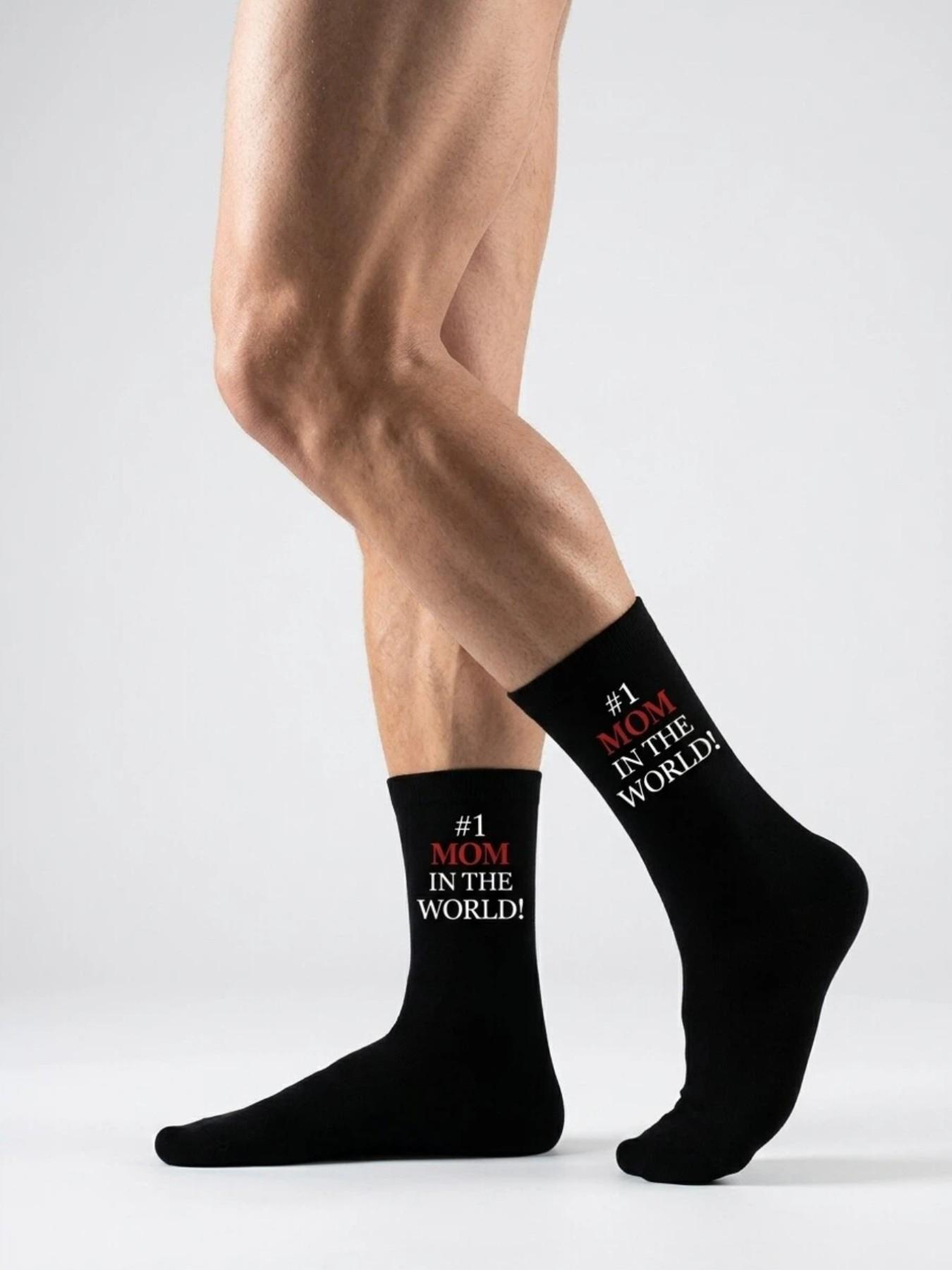 1/3pairs“#1 Mom in the world” Socks and Ankle Socks—Featuring unique and creative designs, these make adorable gifts for Mom on Mother's Day, her birthday, or Valentine's Day; fun socks suitable for everyone, young and old, men and women alike