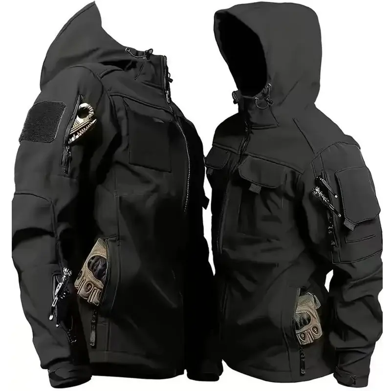 Men's Winter Autumn Fleece Sharkskin Waterproof Tactical Military Camping Hiking Jackets Climbing Hunting Coats Combat Pants