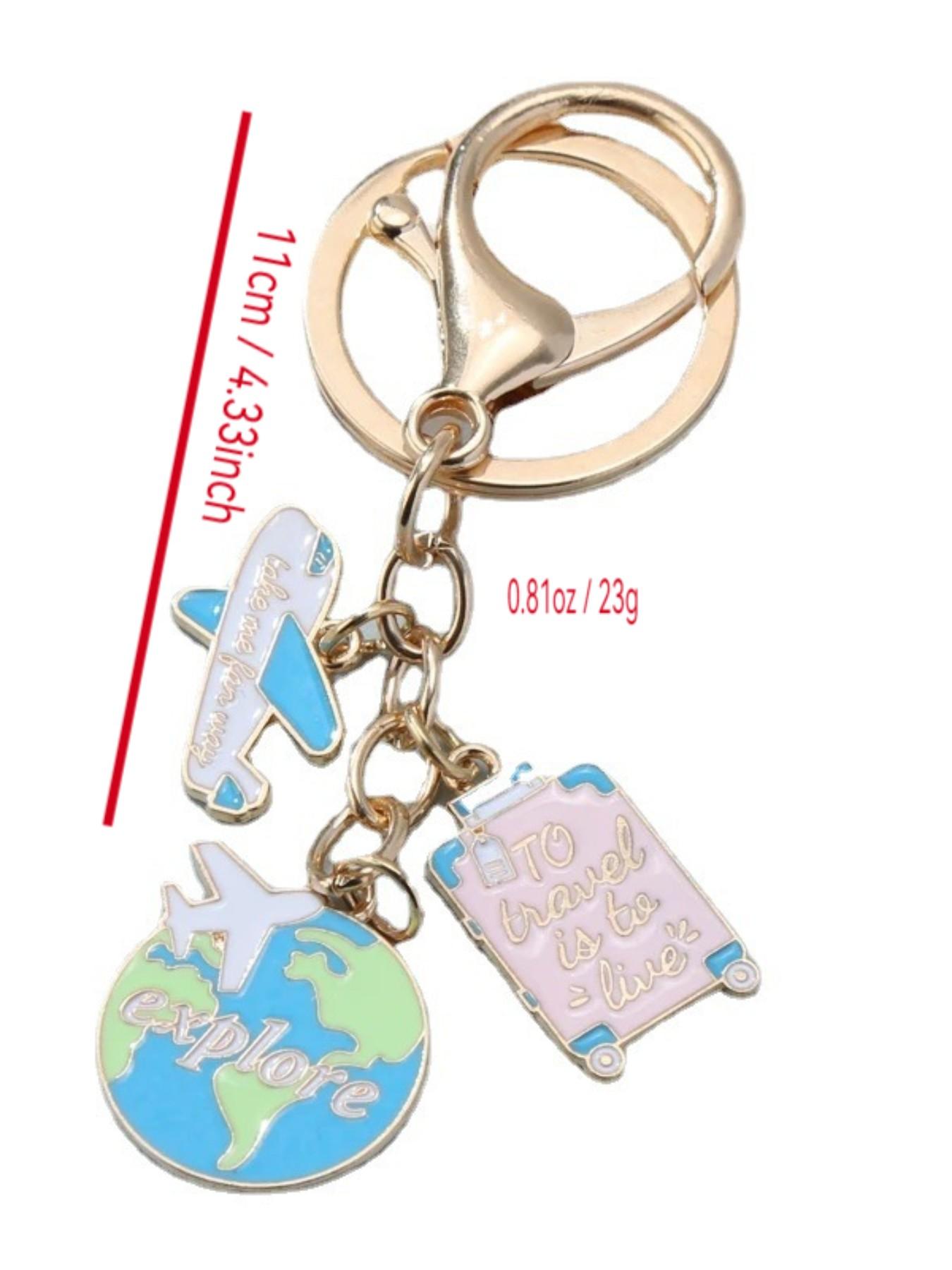 Travel Keychain Creative Earth & Plane Pendant, Unique Travel Accessory, Durable Metal Material, Perfect Gift for Travelers