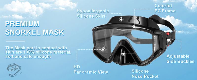 Aegend 2 Pack Snorkeling Gear for Adults, Dry Snorkel Set Panoramic View Enhanced Anti-Leak and Anti-Fog Technology, Adjustable Strap for Snorkeling Scuba Diving Swimming with Mesh Bag Aegend 2 Pack Snorkeling Gear for Adults, Dry Snorkel Set Panoramic View Enhanced Anti-Leak and Anti-Fog Technology, Adjustable Strap for Snorkeling Scuba Diving Swimming with Mesh Bag