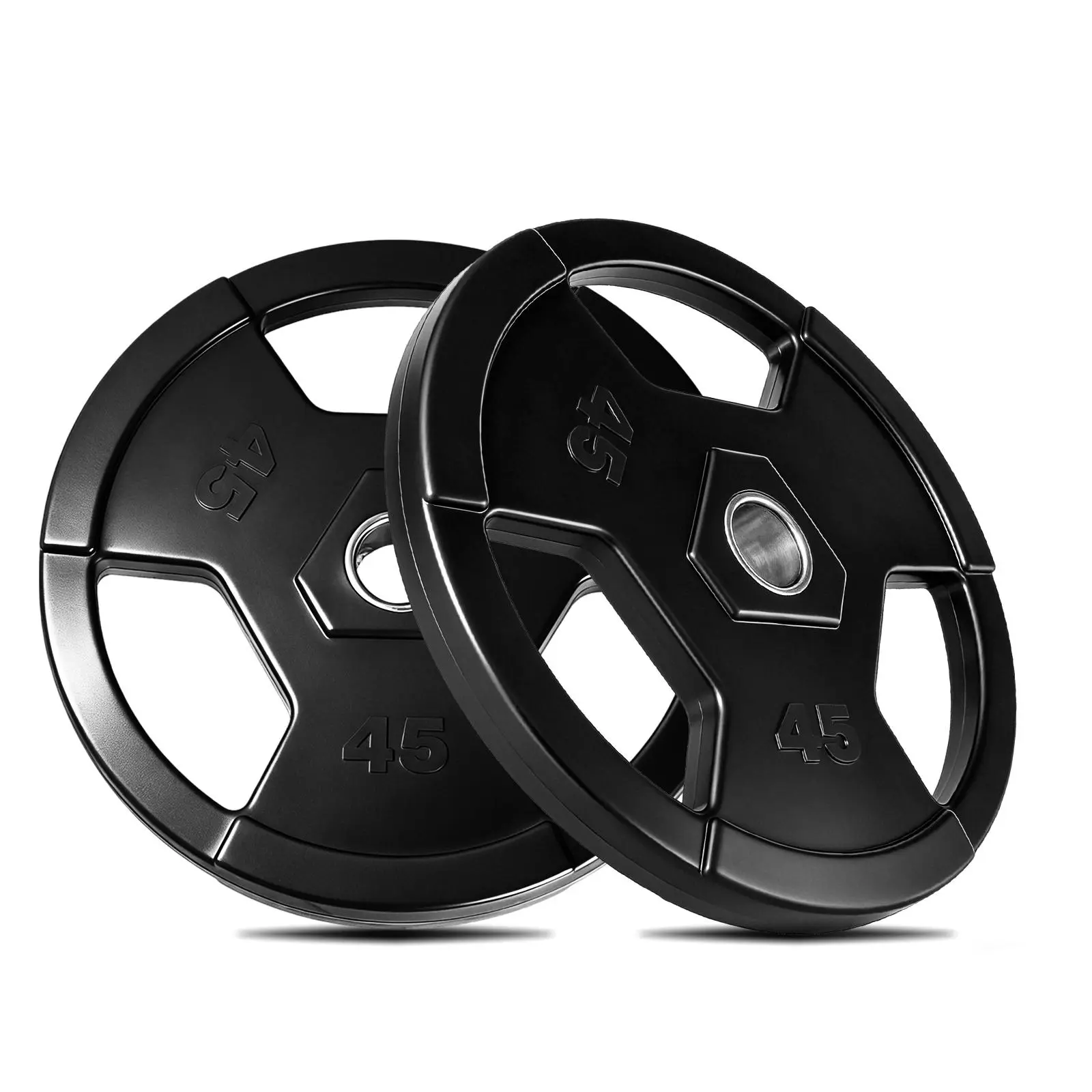 Garvee Rubber-Encased Iron Weight Plates – 55lb Pair with Rubber Grip for 2-Inch Barbell, Low Noise & Floor Protection for Home Gym Strength Training & Weightlifting
