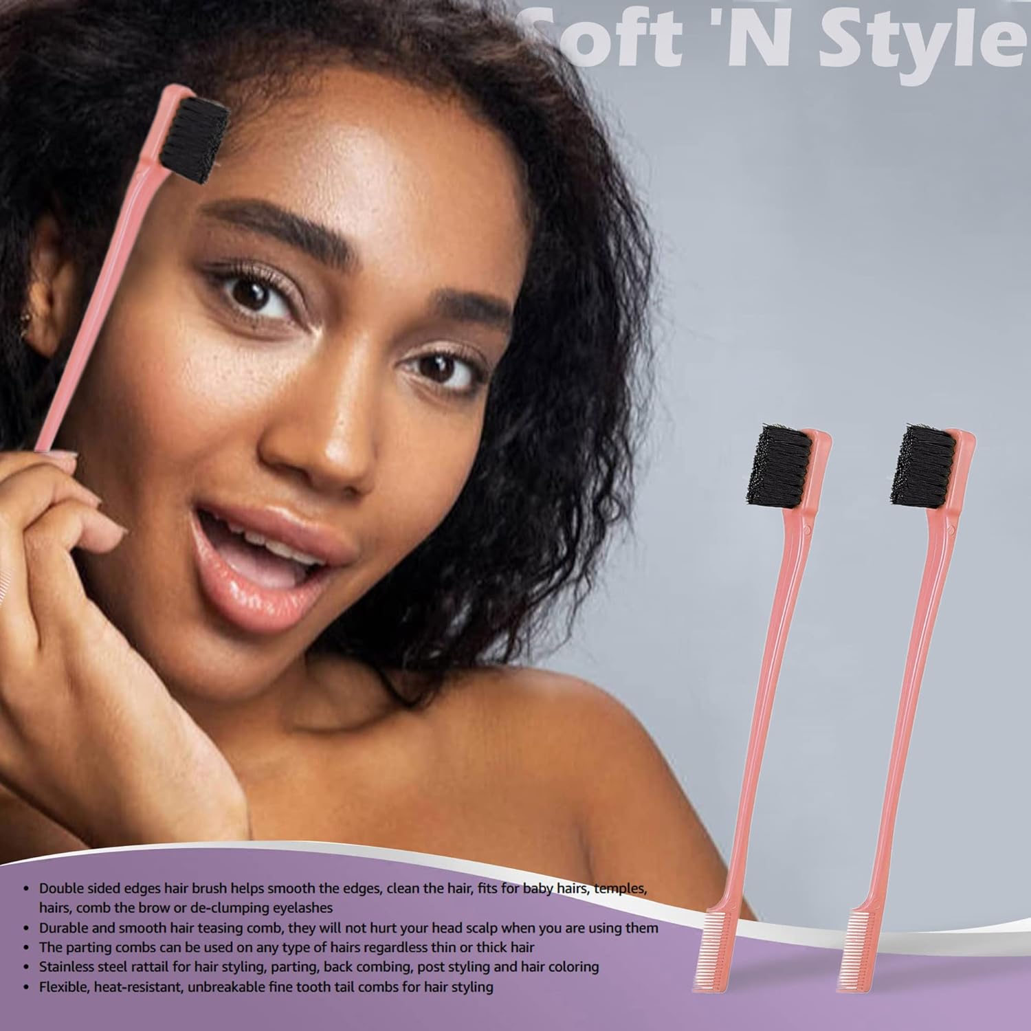 Multi-functional Eyebrow Brush For Lace Wig, Hair-breaking Brush, Hairline Comb, Hair Dyeing Brush, Portable Hair Care tool, Double Sided Edge Control Hair Brush Comb