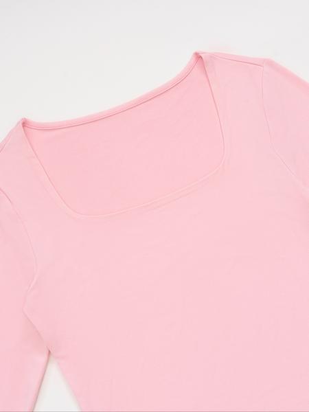Women's Long Sleeve Square Neck Slim-Fit Breathable T-Shirt, Cute Style, Moderate Fabric Thickness, All Seasons Wear, Comfortable & Stylish Design