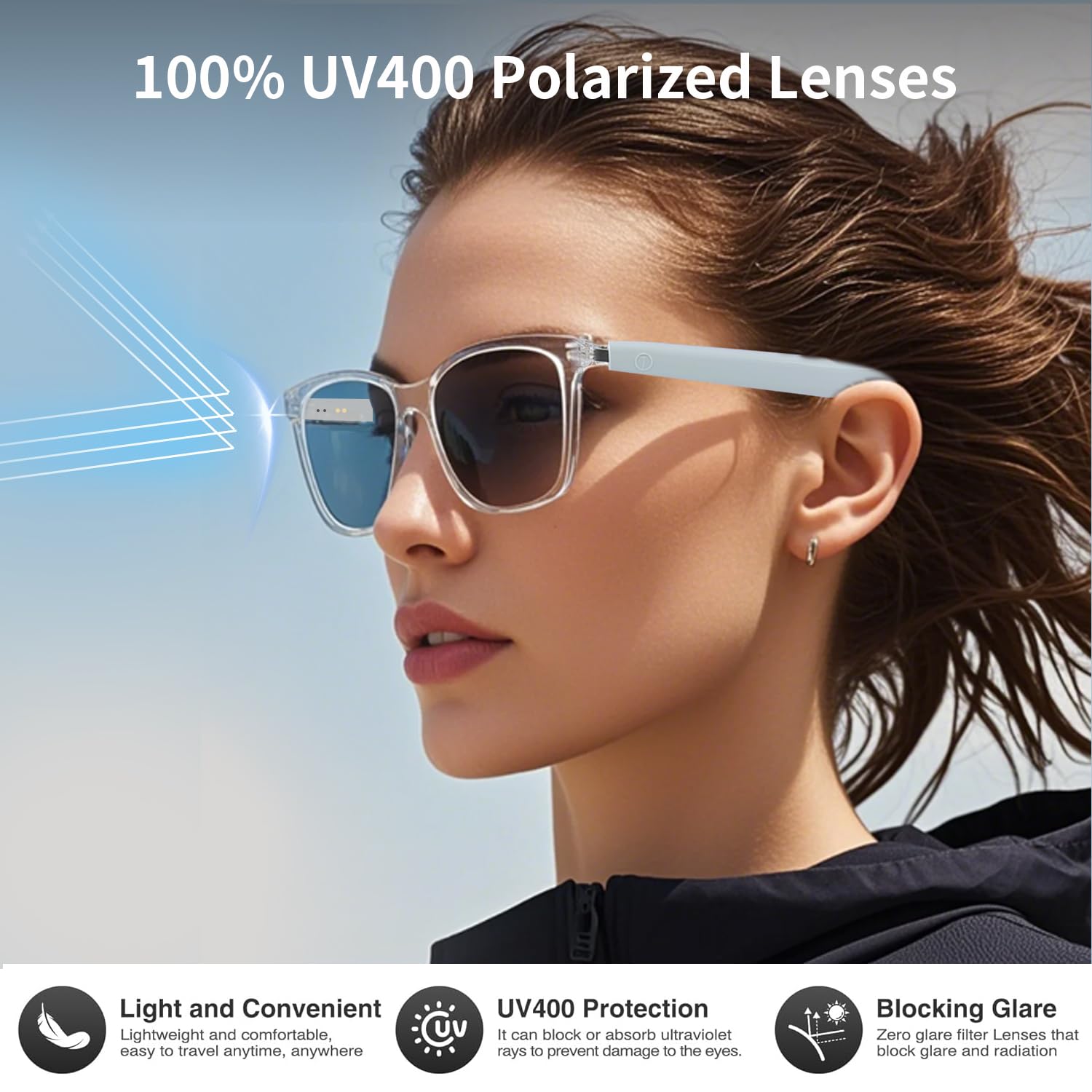 【Mother's Day Gift】VUB smart translation glasses feature automatically adjusting polarized lenses, a built-in speaker, microphone, and blue light blocking, allowing users to listen to music and make phone calls. 【Mother's Day Gift】VUB smart translation glasses feature automatically adjusting polarized lenses, a built-in speaker, microphone, and blue light blocking, allowing users to listen to music and make phone calls.