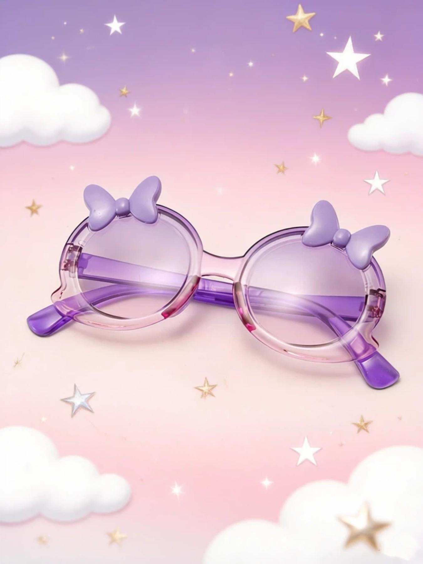 Women's Fashion Butterfly Knot Glasses, Round Frame, Gradient Colors, Multiple Color Options, Perfect for Parties, Travel, College