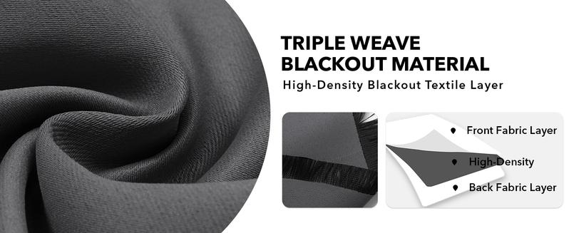 Deconovo Rod Pocket Curtains (2 Panels, 85%-95% Light Blocking) – Thermal Insulated & Soundproof Drapes for Living Room, Bedroom & Home Office