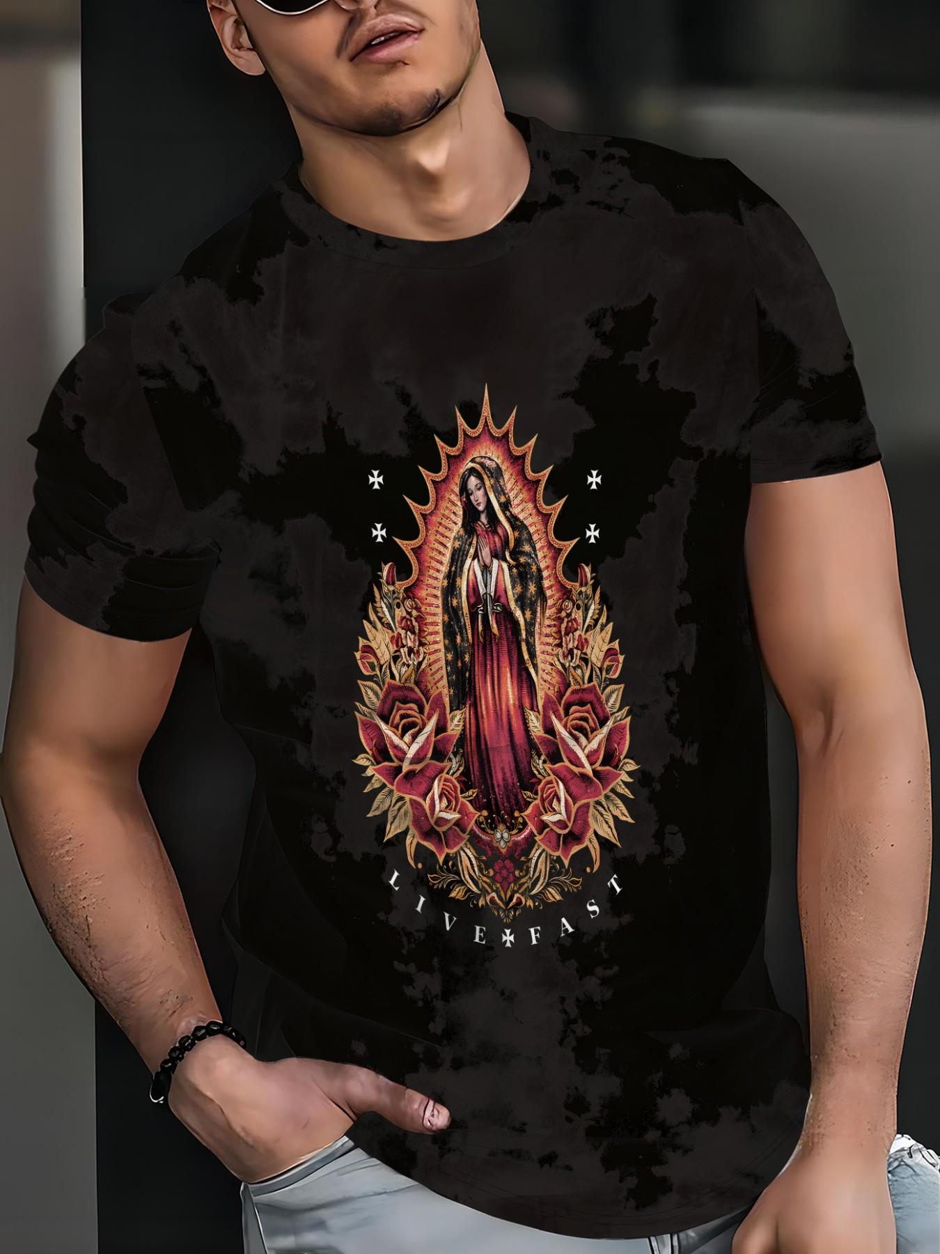 Men's Casual Short Sleeve T-Shirt, Oversize H-Type, All over Print, Pure Cotton, Breathable, Multi-Color, Four Seasons Wear