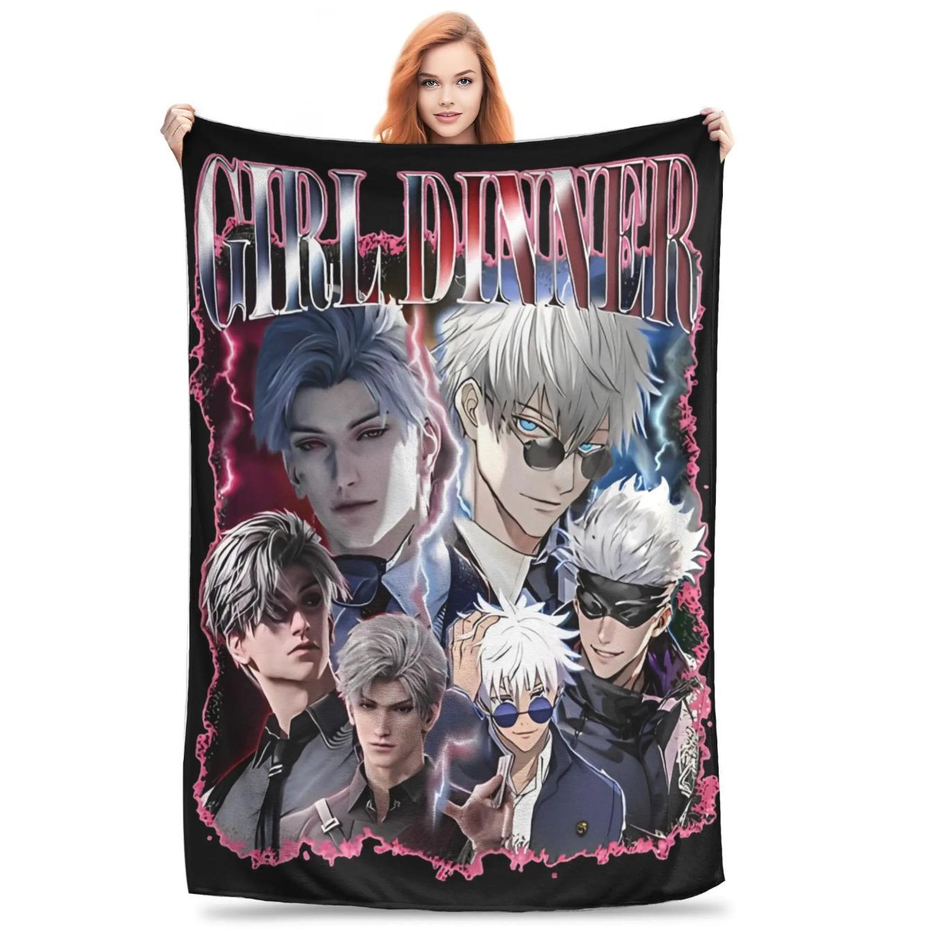 Satoru Gojo Throw Blanket for Couch Soft Fuzzy Plush Blanket 50x60 Inch Anime Inspired Bedspread All Seasons Cozy Warm Flannel Throw Blanket for Sofa Bed Room Decor, Anime Gift, Christmas Birthday Gift, TikTok Made Me Buy It