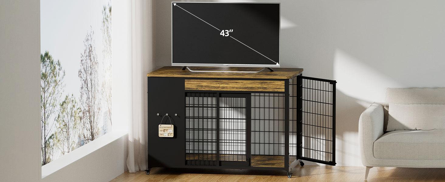 ZZWHOM Premium Solid Wood Dog Crate – Large Indoor Pet Kennel with Lockable Door, Multiple Sizes for Medium to Giant Breeds