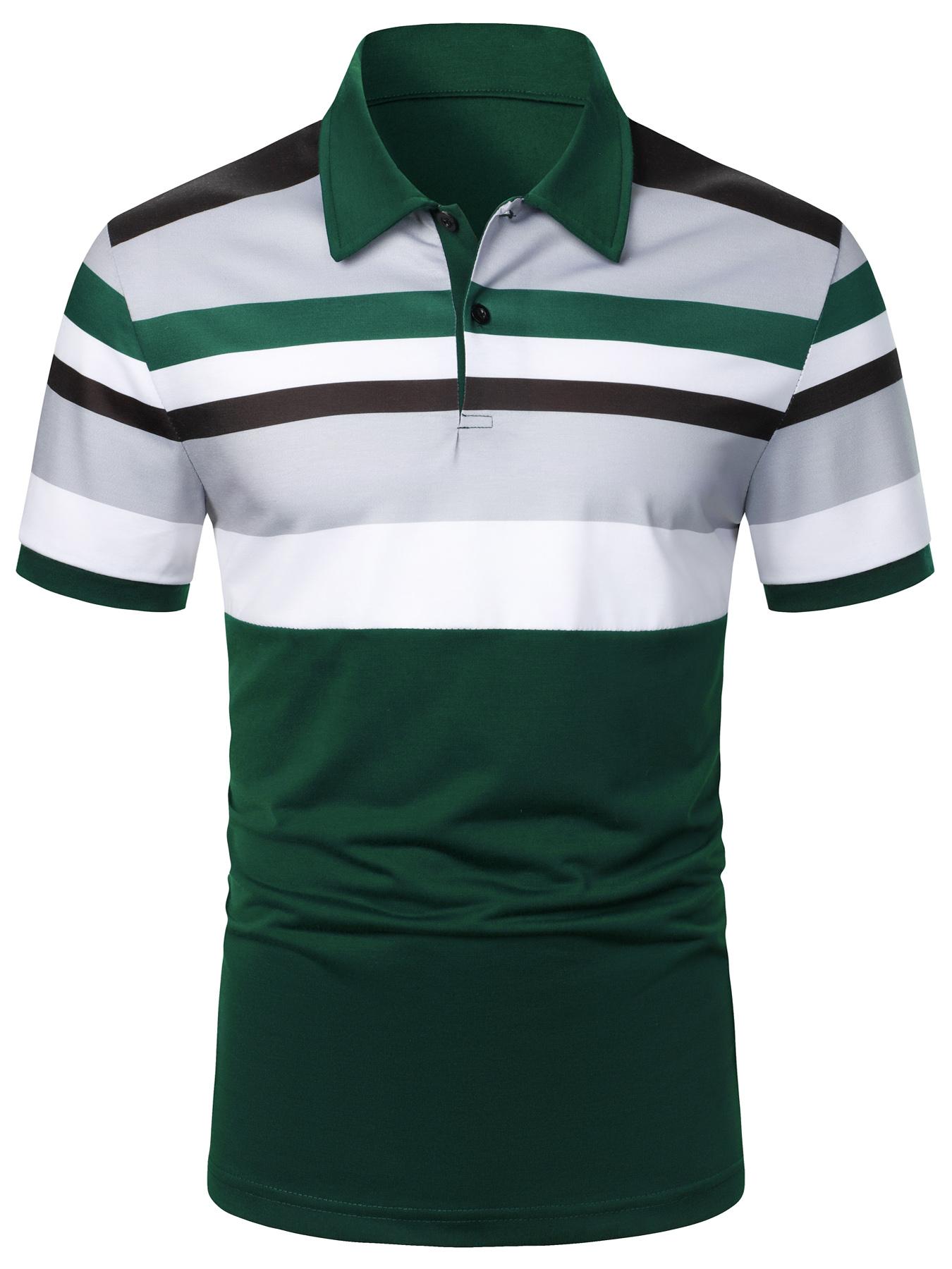 Men's Polo Shirt Short Sleeve Colorblock Design Top, Casual Fitted Style for Daily Wear & Outdoor Sports, Perfect Holiday Gift for Fashion Men